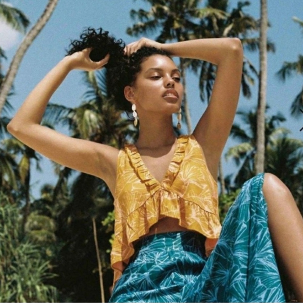 O’Neill Leima Woven Ruffle Tank in Spruce Yellow